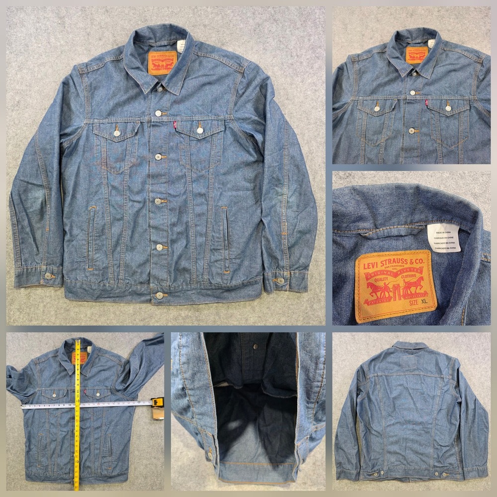 Levi's Jacket Mens XL Blue Denim Trucker Jean Western Button Front Casual